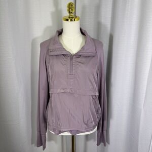 Free People FP Movement XL Reflective Jacket Windbreaker Pullover Lilac 1/4 Zip